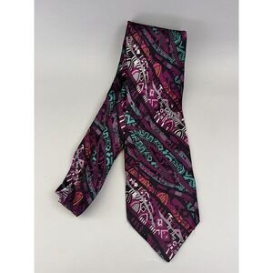 COOGI Australia Mens Tie Textured Abstract Design Vintage Purple Teal Pink